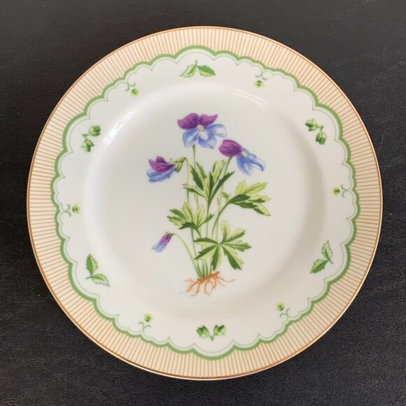 Set of 8 Vintage Georges Briard Salad/Dessert Plates Floral Flower Gold Trim - Picture 6 of 10